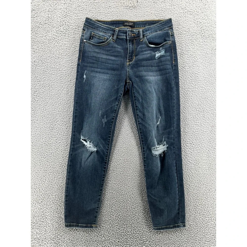 Judy Blue Distressed Dark Wash Mid Rise Slim Fit Jeans | Women's‎ Size 9/29